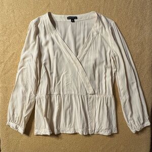 J. Crew Cream Surplice Long Sleeve Blouse